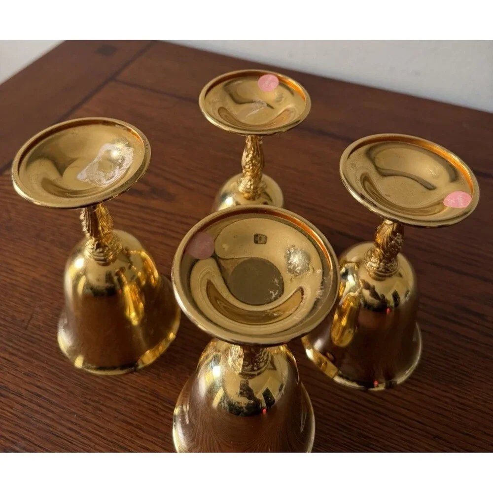 Set of 4 Vintage 24K Gold Plated Liqueur Cordial Goblets International Silver Co